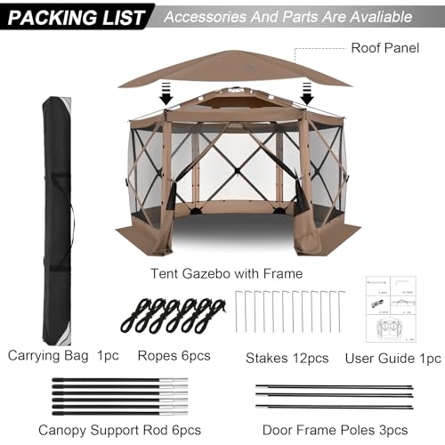 COBIZI 12x12ft Pop up Gazebo Screen Tent Screen House for Camping, Camping Outdoor Screened Gazebo, Canopy Tent