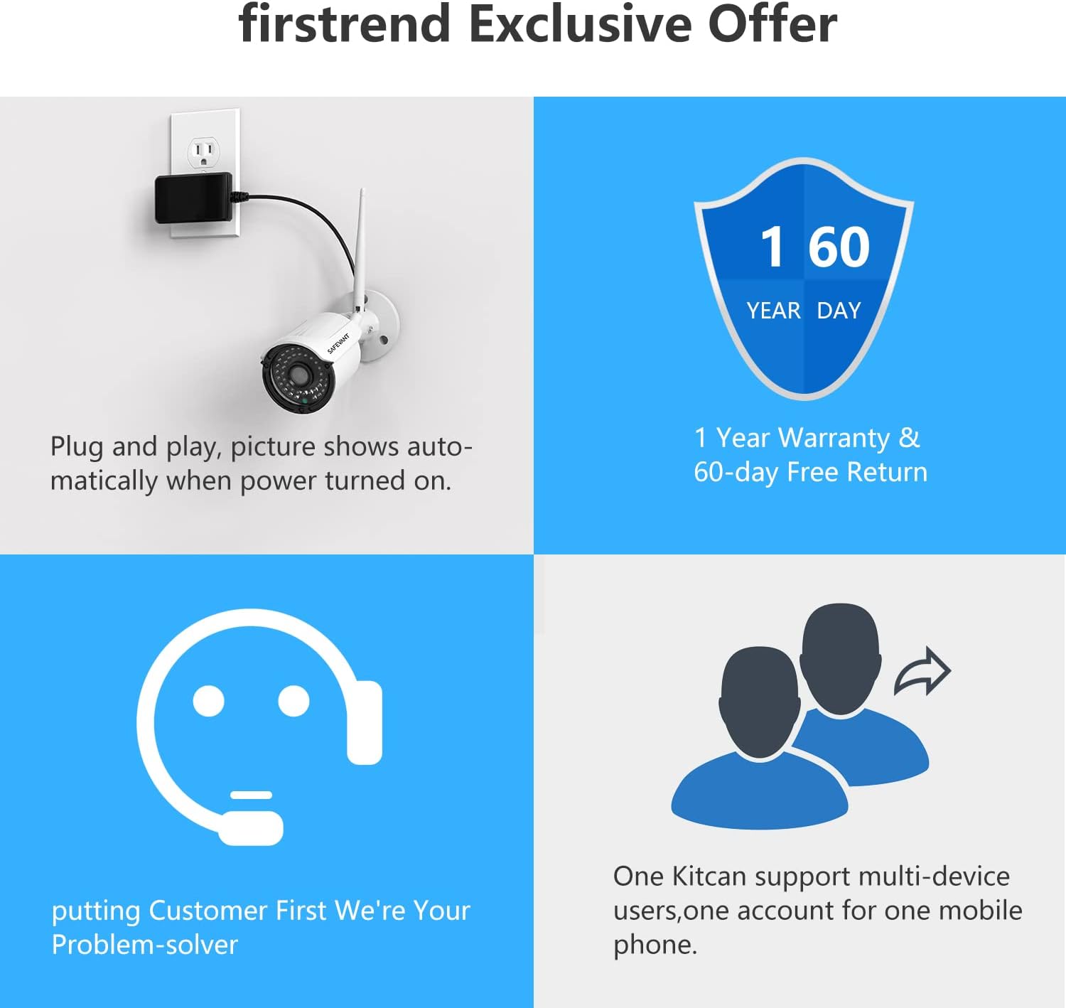 1080P Wireless Camera Security System with One Way Audio