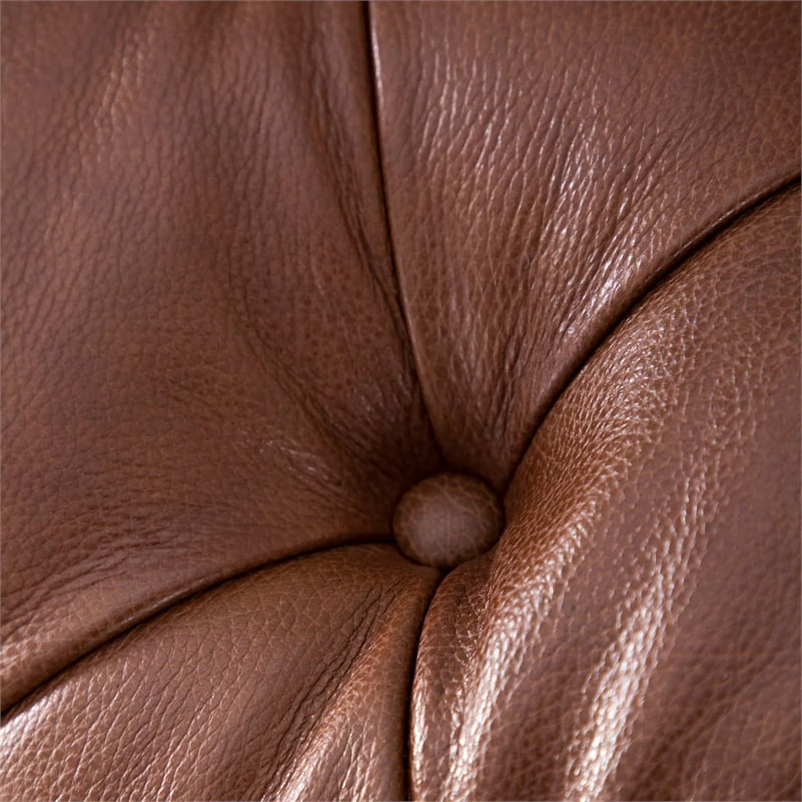 Bowery Hill 20" Traditional Leather Tufted Back Chesterfield Sofa in Chestnut