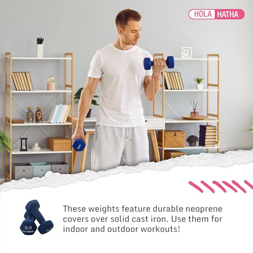 HolaHatha Neoprene Dumbbell Free Hand Weight Set with Rack, Ideal for Home Exercises to Gain Tone and Definition