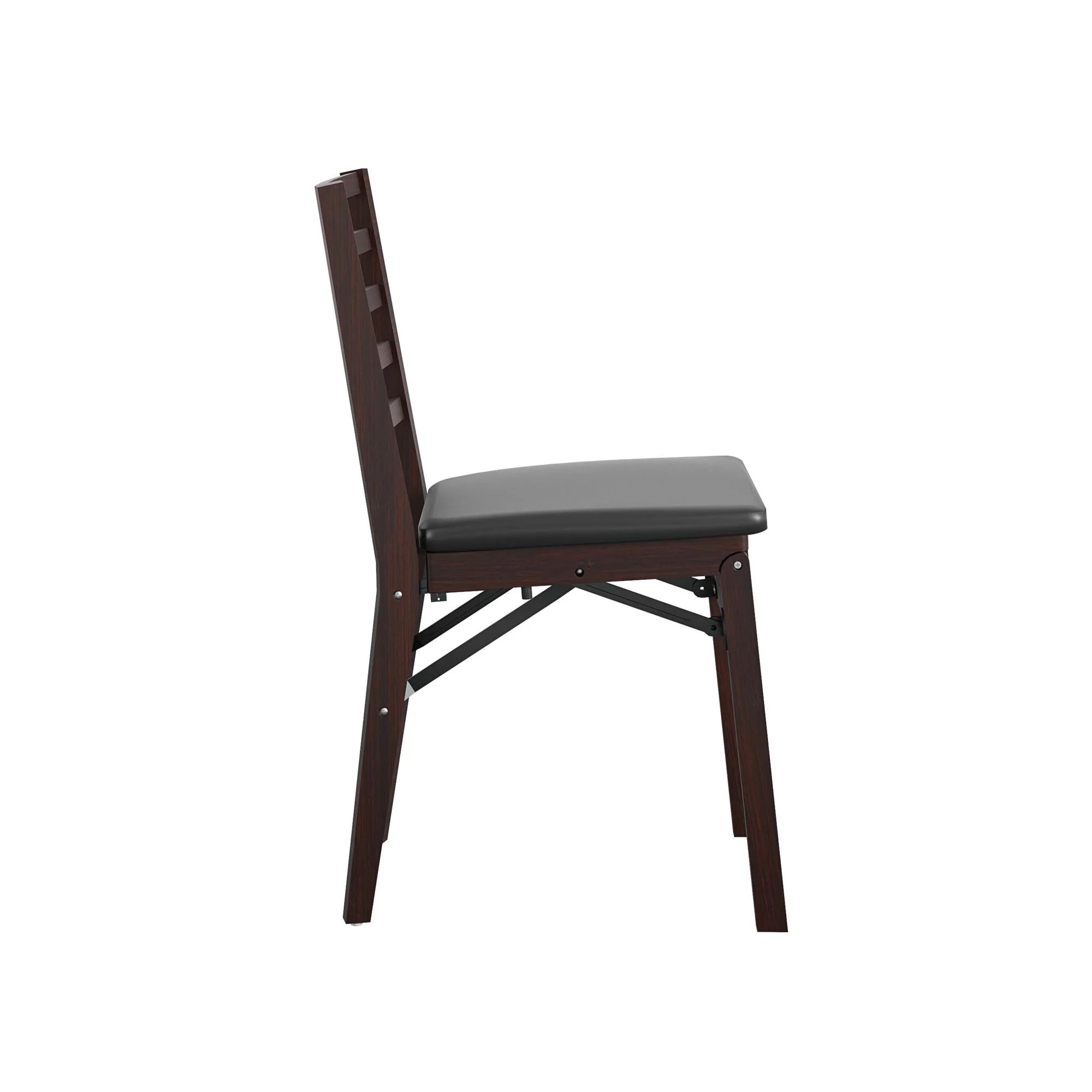 COSCO Contoured Back Wood Folding Chair with Vinyl Padded Seat, Dark Mahogany, 2-Pack