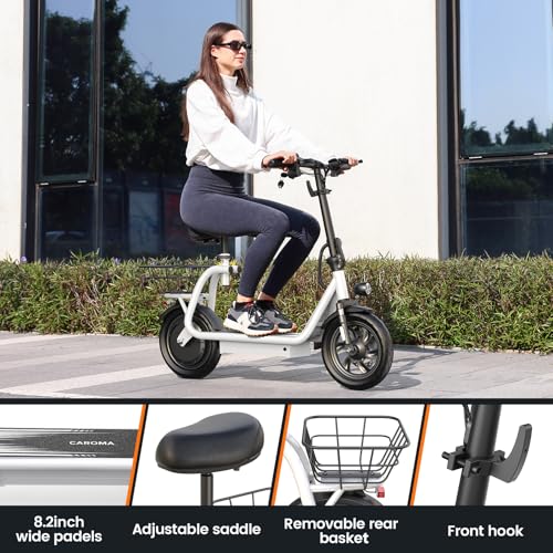 Caroma Peak 500W/800W/1200W Electric Scooter with Seat, LED Display & up to 30Miles
