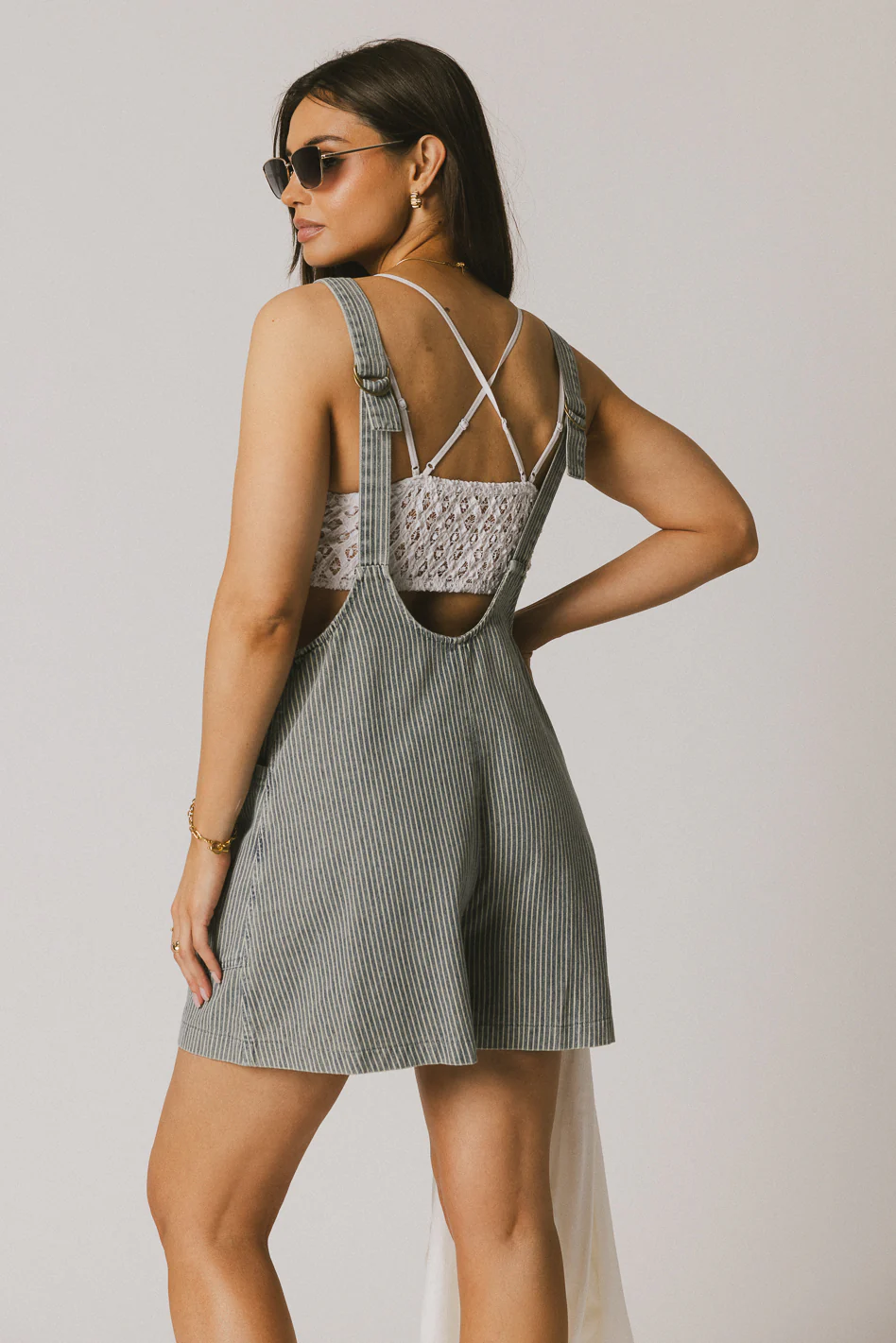 Scottie Denim Overalls in Striped Denim - FINAL SALE