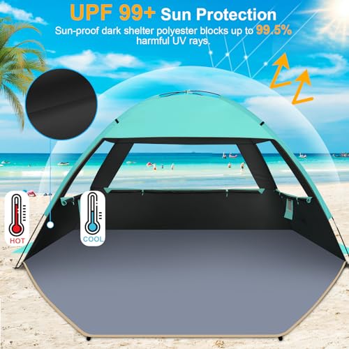 Gorich Beach Tent, Beach Shade Tent for 3/4-5/6-7/8-10 Person with UPF 50+ UV Protection, Portable Beach Tent Sun Shelter Canopy