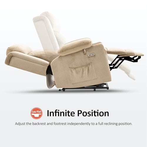 MCombo Large Dual Motor Power Lift Recliner Chair with Massage and Heat for Elderly People, Adjustable Headrest, Infinite Position, USB Ports