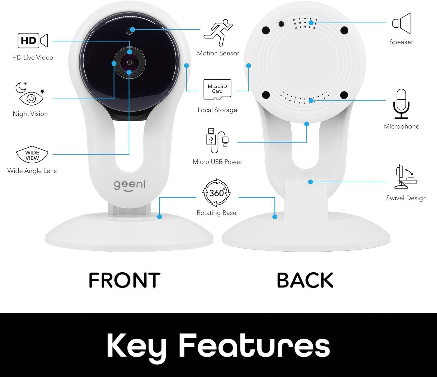 Geeni Aware 1080p HD Smart Camera – Indoor Home Security Camera – No Hub Required – Motion Detection Camera – Smart Camera Works with Amazon Alexa