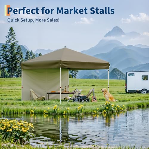 10x20 Pop Up Canopy - Easy Up Camping Tent with One Roller Bag, 3 Adjustable Height, 4 Weight Bags for Deck, Garden, Sports, Beach, Party - White