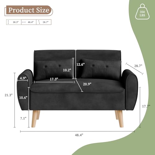 Vongrasig 47" Small Modern Loveseat Sofa