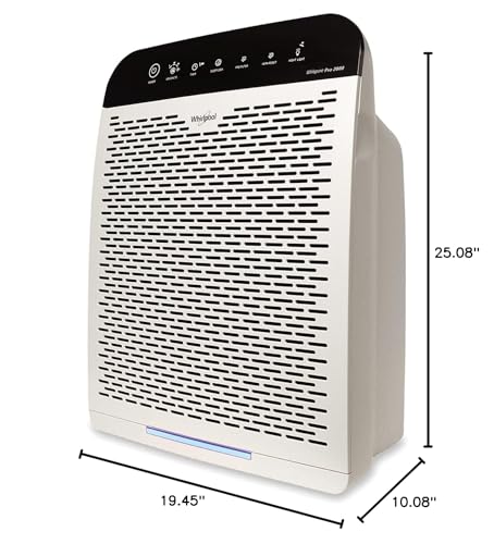 Whirlpool Whispure Wppro2000, True Hepa Air Purifier, Activated Carbon, 508 Sq.', Smart Auto Mode, Air Quality Monitor, Ideal For Allergies, Odors