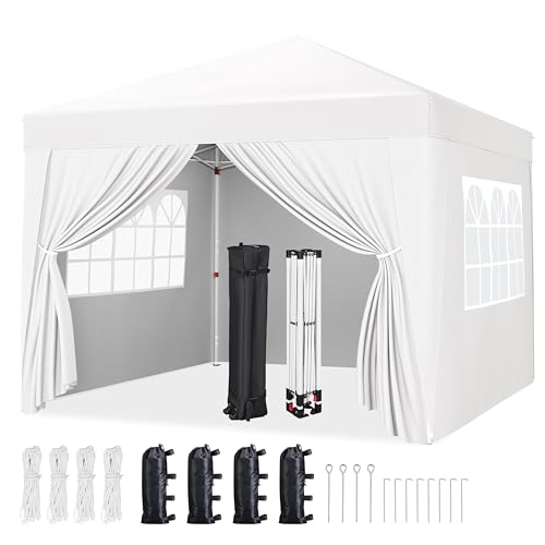 Yaheetech 10x10 Pop Up Canopy with 4 Removable Sidewalls, Portable Enclosed Instant Tent, Waterproof Outdoor Tent, Beach Sun Shelter with 4 Sandbags