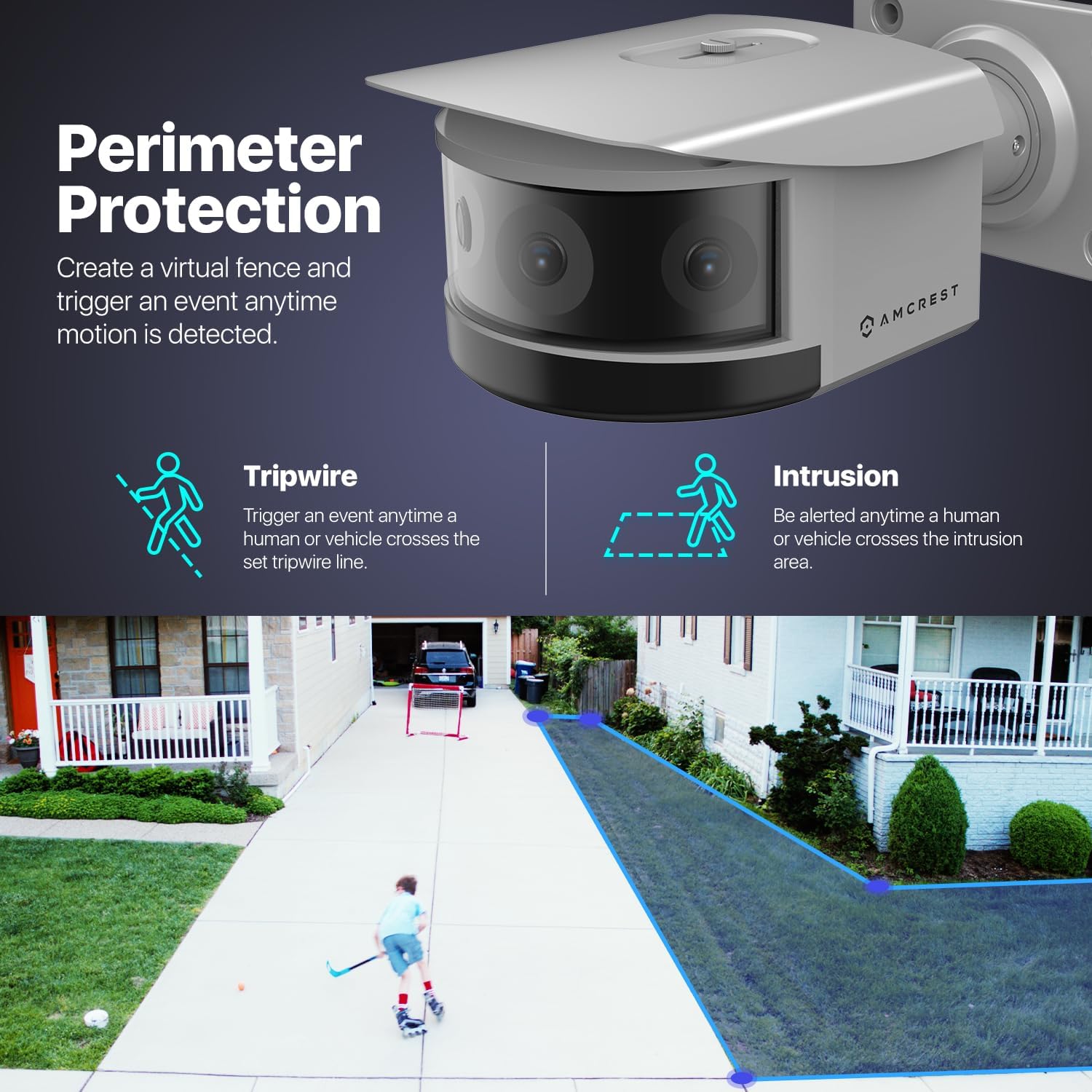 Amcrest Panoramic IP POE Camera, 180° Panoramic 4K POE IP Bullet AI Camera, Security Outdoor Camera, IVS Features