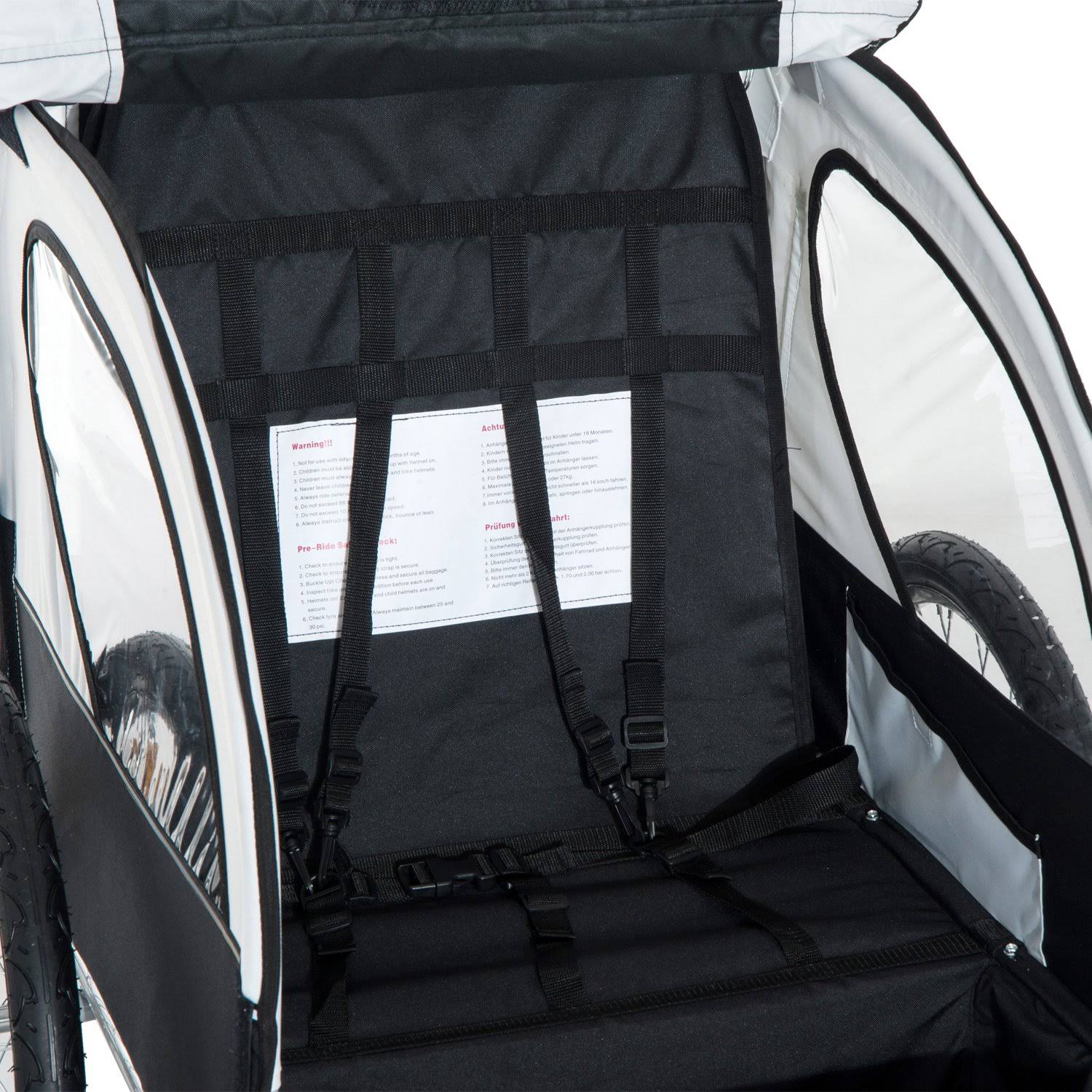 Aosom 2in1 Double Child Baby Bike Trailer and Stroller - Black