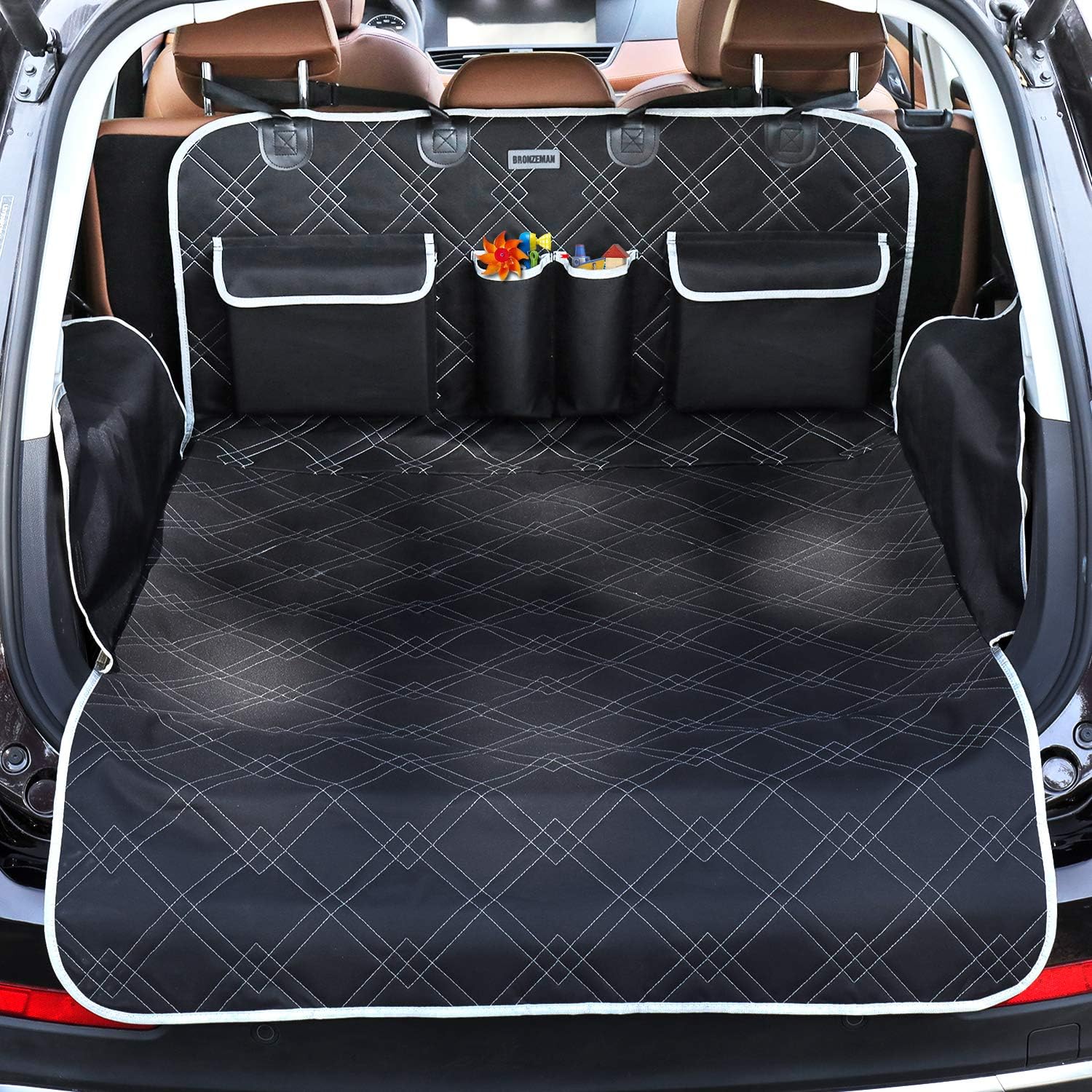 BRONZEMAN Pet Cargo Cover Liner for SUV and Car,Non Slip,Waterproof Dog Seat Cover Mat for Back Seat Trucks/SUV with Bumper Flap Protector
