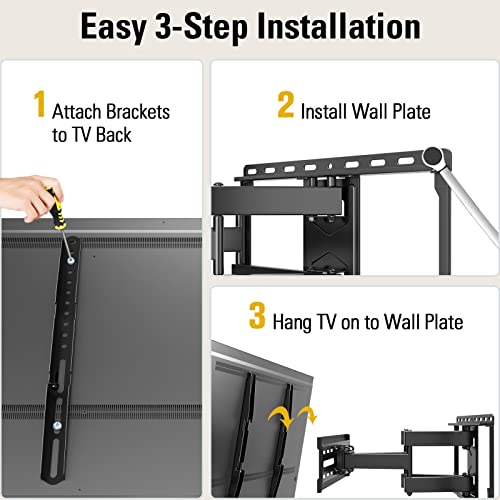 Mounting Dream TV Wall Mount for 32-65 Inch TV, TV Mount with Swivel and Tilt, Full Motion TV Bracket with Articulating Dual Arms, Fits 16inch Studs