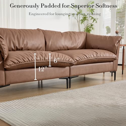 CIMOTA 80'' Faux Leather Loveseat Sofa for Living Room, Modern 2 Seater Small Cloud Couch for Bedroom/Small Space/Apartment