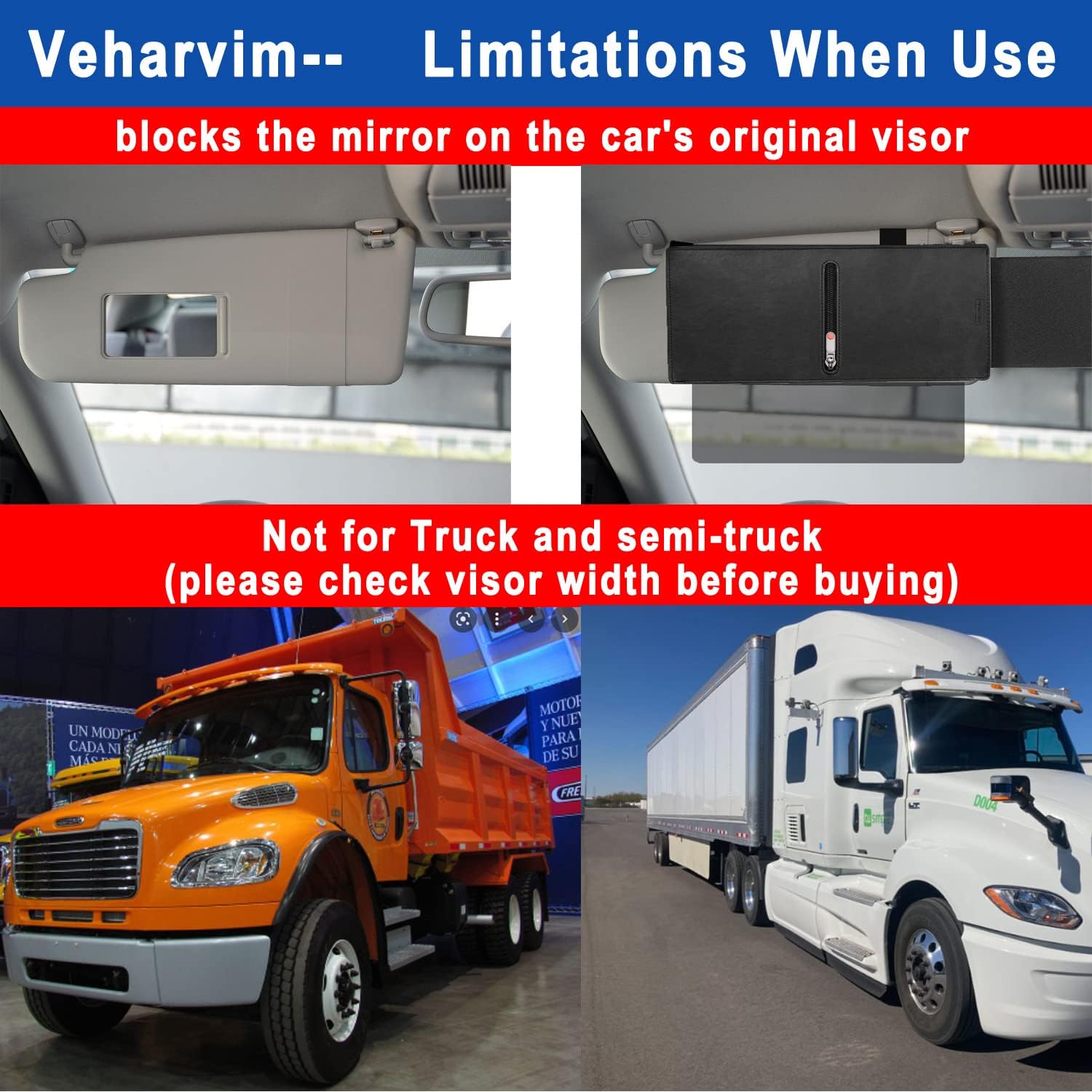 Veharvim 2 Pack Polarized Sun Visor for Car with Zipper Slider, Upgraded UV400 Car Sun Visor Extension with PC Lens and Side Sunshade