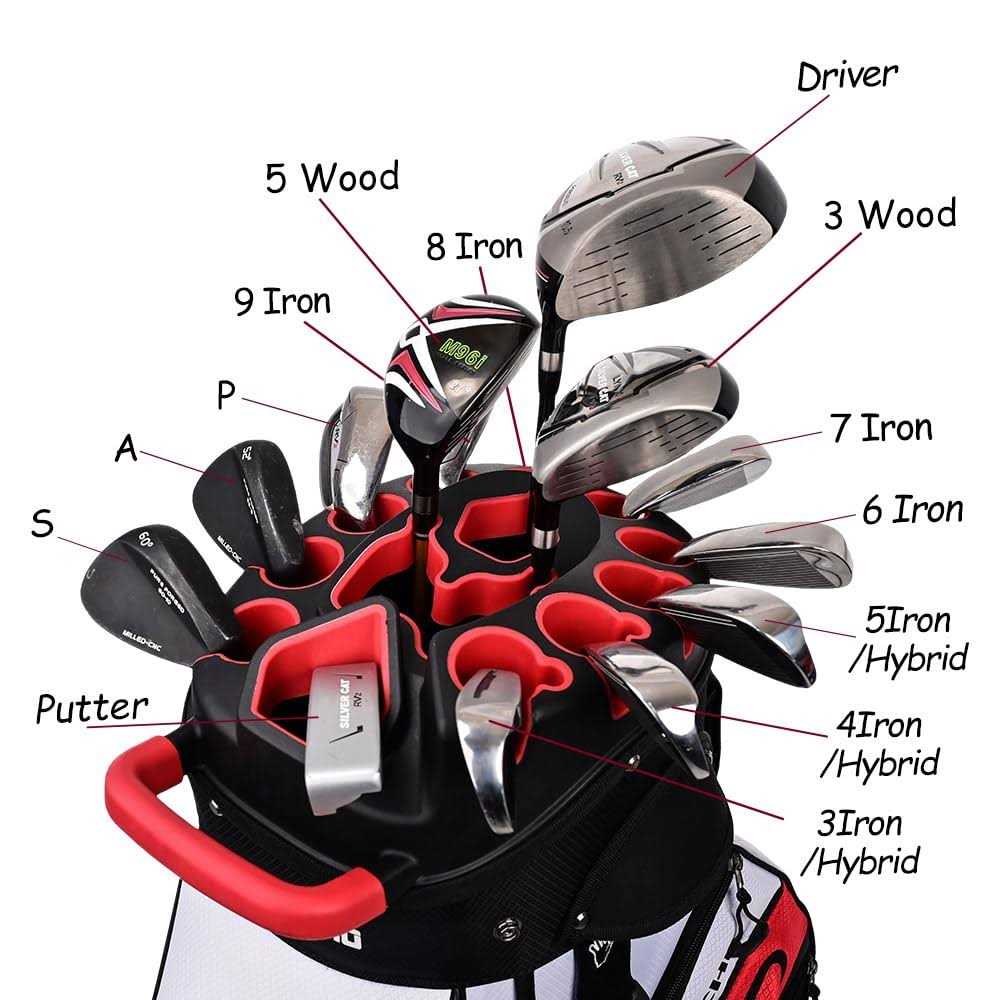 ASK ECHO T-Lock Golf Cart Bag with 14 Way Organizer Divider Top, Premium Cart Bag with Handles and Rain Cover for Men - Sports Supplies Online Store