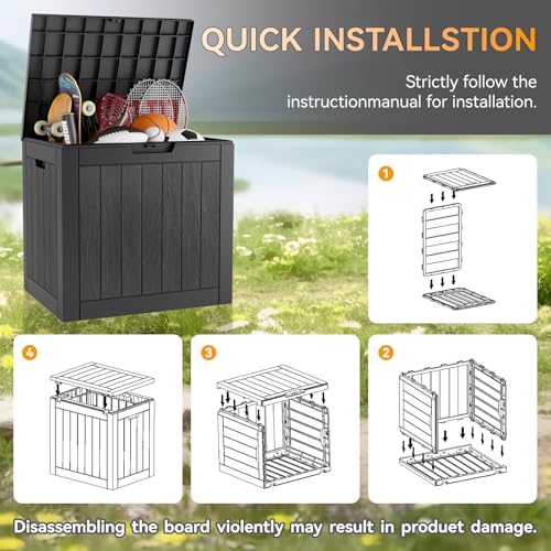 KAMABOKO Outdoor Storage Box, 150 Gallon Large Outdoor Resin Deck Box, Storage Waterproof Boxes Lockable Lid for Garden Tools, Pool Supplies