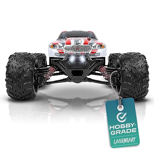 LAEGENDARY Remote Control Car, Hobby Grade RC Car 1:10 Scale Brushed Motor with Two Batteries, 4x4 Off-Road RC Truck, Fast RC Cars for Adults