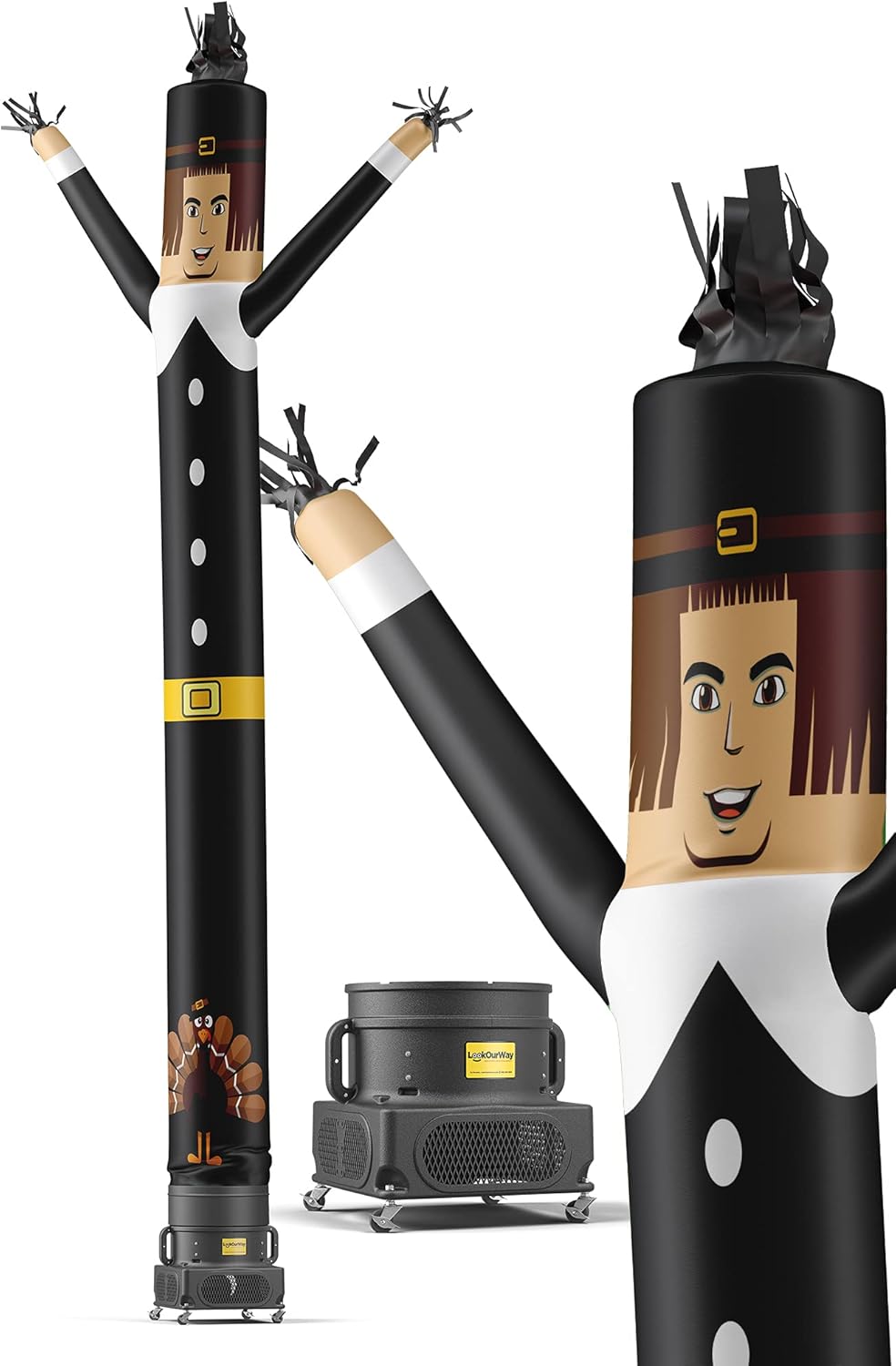 LookOurWay Uncle Sam 20-Feet Tall Air Dancers Inflatable Tube Man American Themed Complete Set with 1 HP Sky Dancer Blower