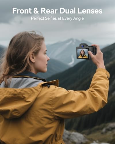 8K Digital Camera for Photography, 88MP Autofocus WiFi Vlogging Camera for YouTube Video with Front and Rear Lens, Flash, Touch Screen, Lens Hood