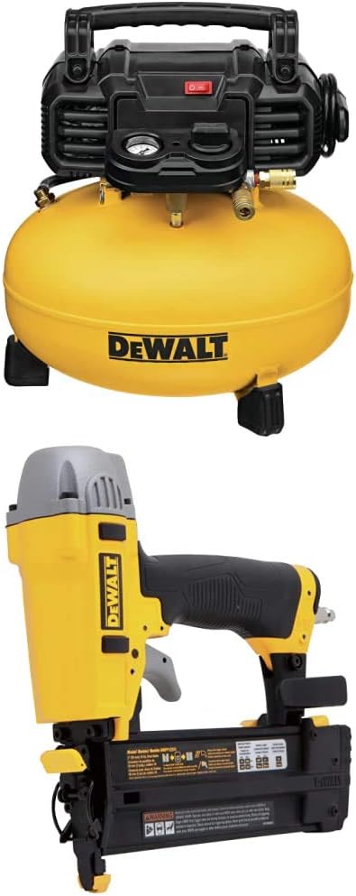 DEWALT DWFP55126 6-Gallon 165 PSI Pancake Compressor with DWFP12231 Pneumatic 18-Gauge 2-Inch Brad Nailer Kit