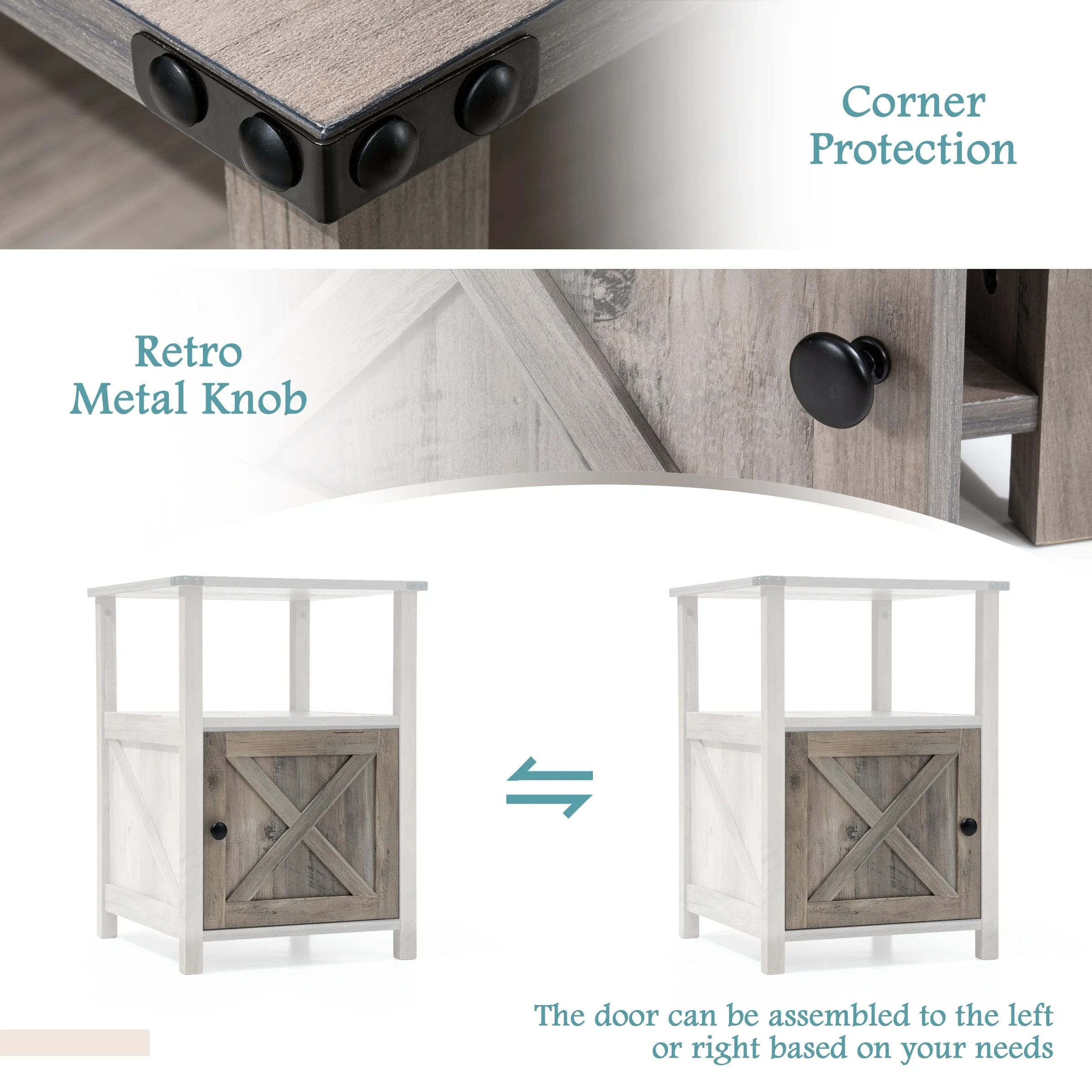 Crestlive Products Chairside Table Sofa Table End Table with Storage Cabinet - See Picture Oak Finish, 1-piece