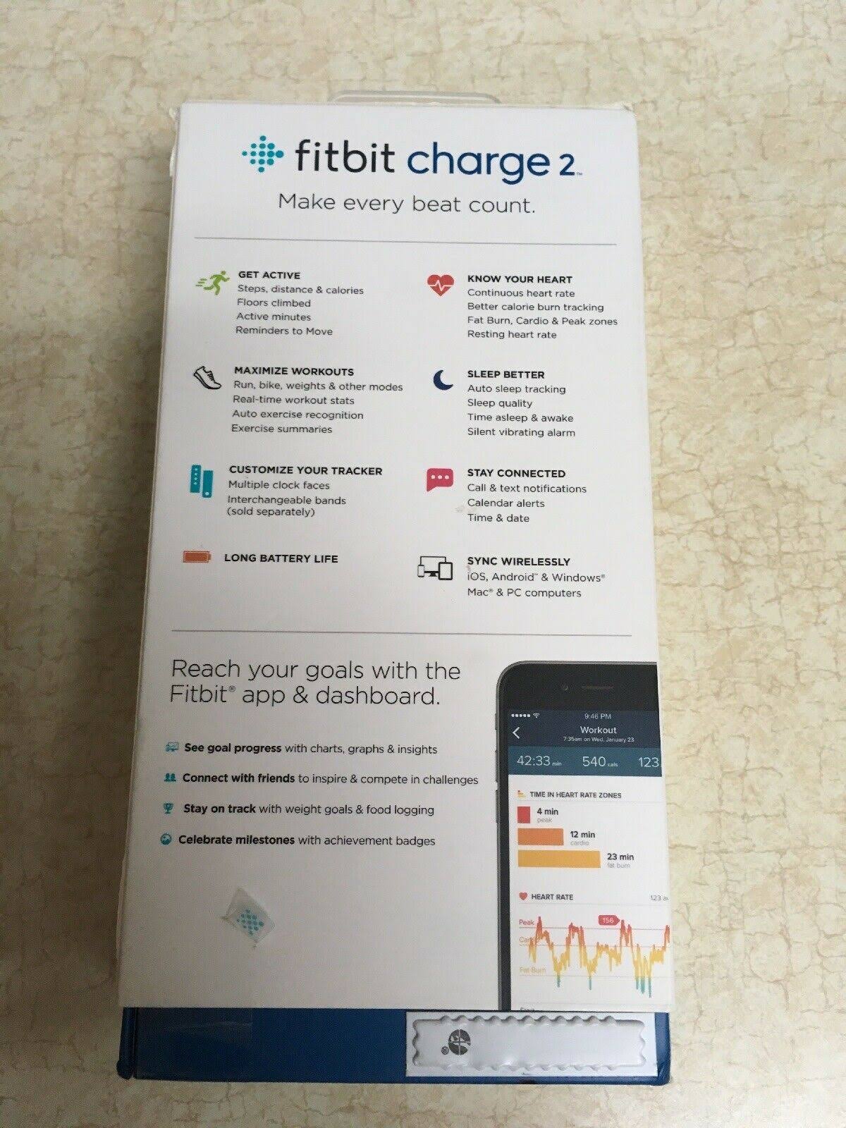 Fitbit Charge 2 Heart Rate + Fitness Wristband, Plum, Large