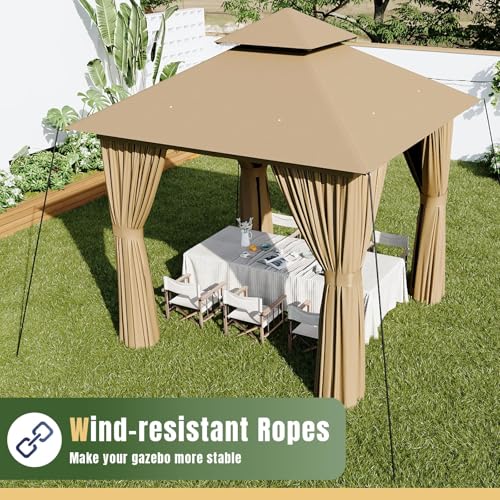 AOXUN Outdoor Gazebo for Patio 10x12, Metal Frame Canopy with Double Roofs