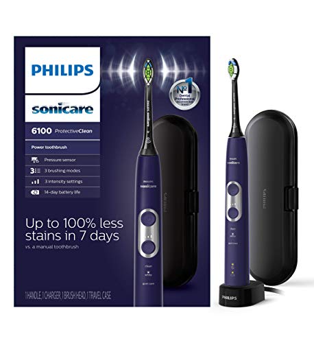 PHILIPS Sonicare ProtectiveClean 6100 Rechargeable Electric Toothbrush, with Pressure Sensor, 3 Cleaning Modes, SmarTimer and QuadPacer