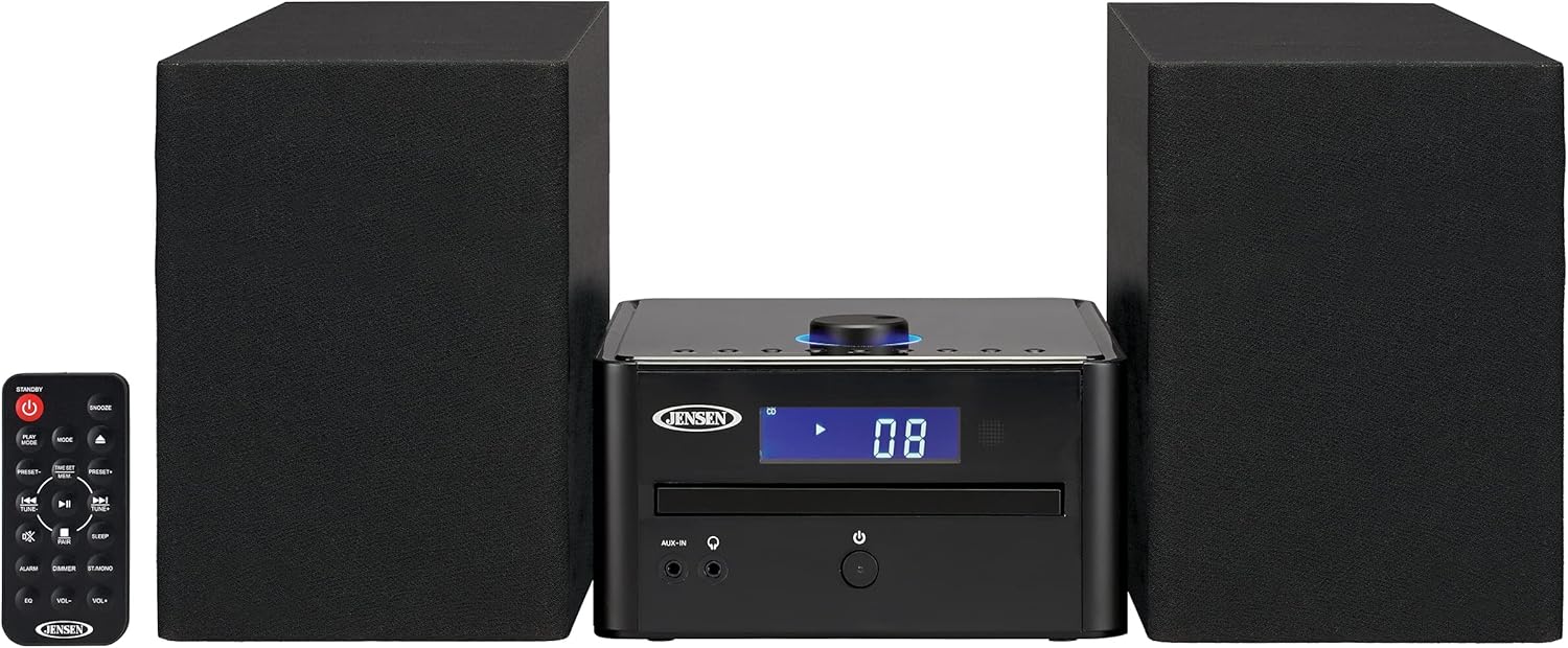 JENSEN JBS-210 Bluetooth CD Music System with Digital AM/FM Stereo Receiver and Remote Control Pack of 2