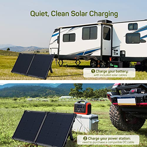 HQST 100 Watt 12 Volt 9BB Cell Portable Solar Panel Suitcase w/ 30 Amp PWM Charge Controller for Solar Generator, Power Station, Battery Charging, RV