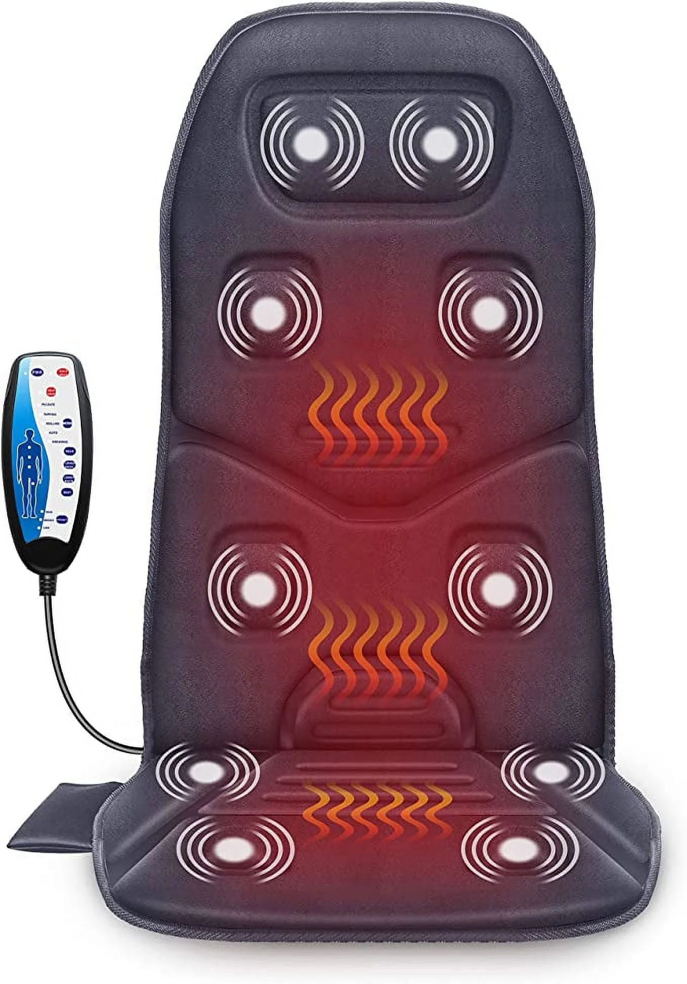 COMFIER Motors Massage Seat Cushion with 3 Level Heating Pad, Back Massager, Black, Gift for Men Women, Home/Car Use