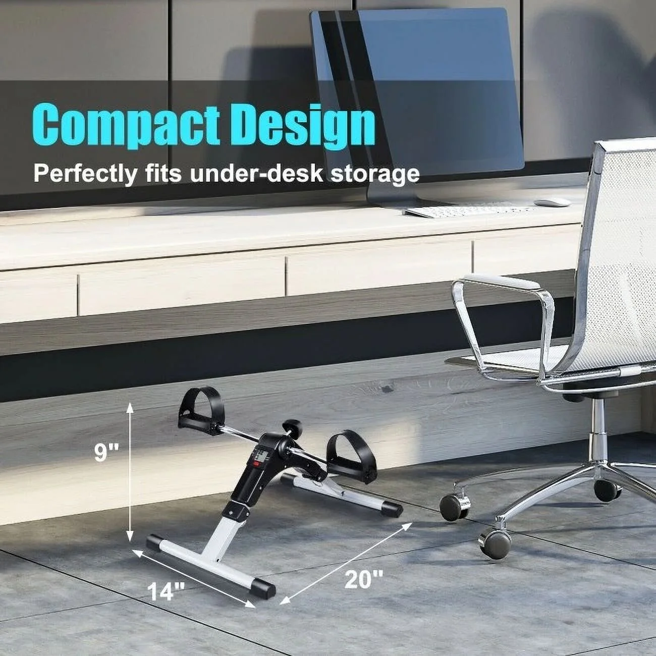 FEIKUQI Indoor Under Desk Arms Legs, Folding Pedal Exercise Bike With Electronic Display
