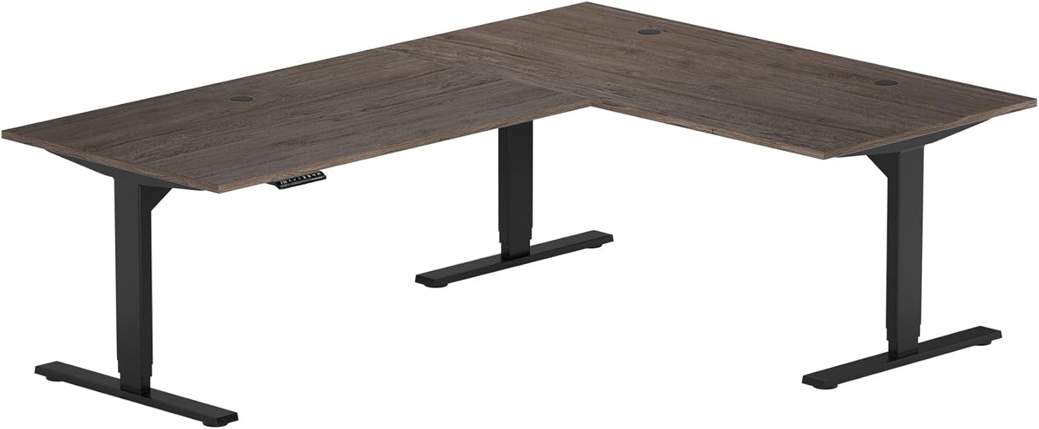 Progressive Desk L Shaped Height Adjustable Standing Desk 78" x 60" - Corner Computer Desk - Electric Stand Up Rising Workstation - Black Frame