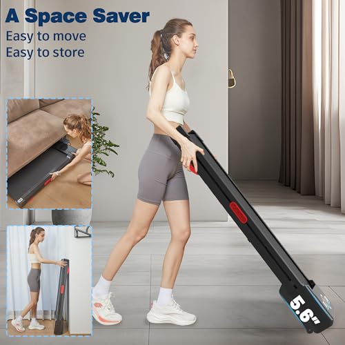Walking Pad Treadmill with 12% 9-Level Auto Incline, 450 lbs Capacity RGB LED Screen, Bluetooth Speaker Under Desk Treadmill