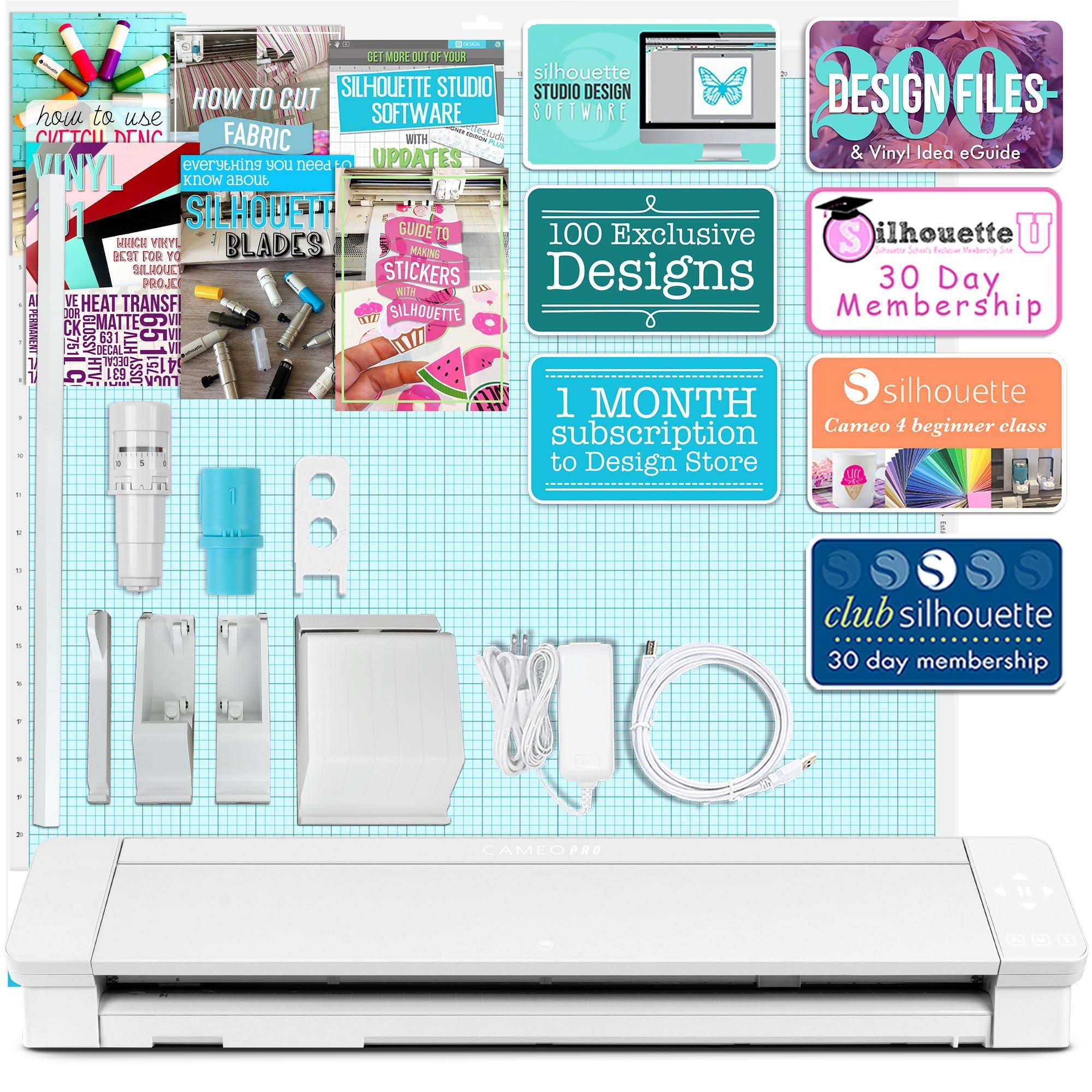 Silhouette White Cameo 4 Pro - 24x22 w/ Autoblade, Mat, Roll Feeder