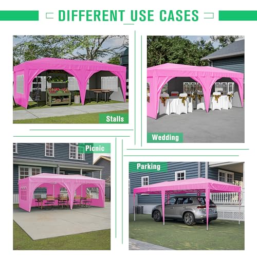 10x20 White Pop Up Canopy Tent Heavy Duty with 6 sidewalls Commercial Outdoor Party Tent Event Wedding Tents Instant Canopy Gazebo with Carry Bag UPF