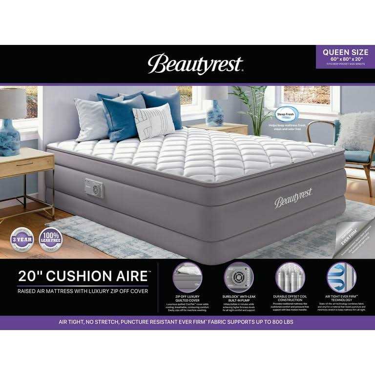 Beautyrest 20 Cushion Aire Quilted Pillow Top Air Mattress with Built-in Pump Queen - Sports Supplies Online Store