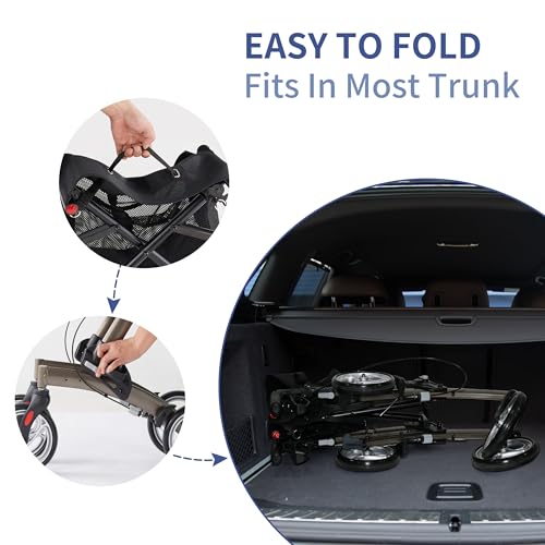 Rollator Walker for Seniors,Foldable All Terrain Rolling Walkers with Cane Holder