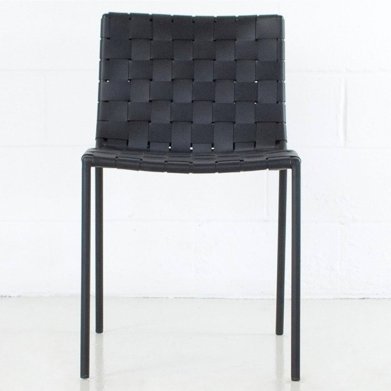 Elite Living Soho Mid-Century Modern Leather Weave Dining Chair - Single - Black - Dining Height