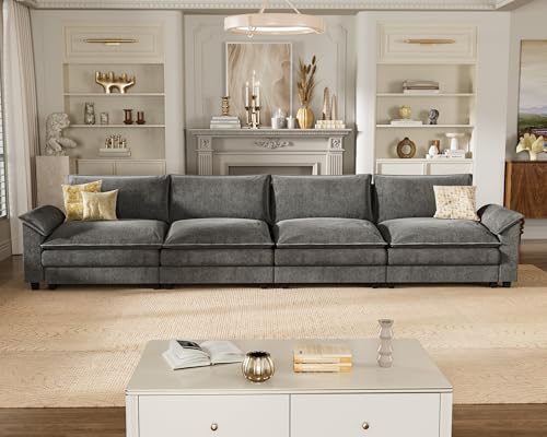 Homall 119" Modular Sectional Sofa, L Shaped Sofa Couch with Reversible Ottoman, DIY Combination Chenille Deep 3-Seat Cloud Couch for Living Room