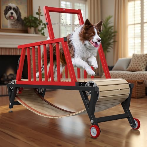 Dog Treadmill for Medium/Large Dogs with Handbrake, Non-Electric Slatmill Machine for Dogs Exercise, Indoor Dog Running Machine
