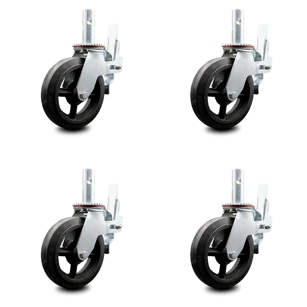 Bil-Jax 0026-762 Scaffold Swivel Caster High Quality Replacement – 8 Inch Black Rubber on Cast Iron Wheel - 600 lbs. Capacity Per Caster