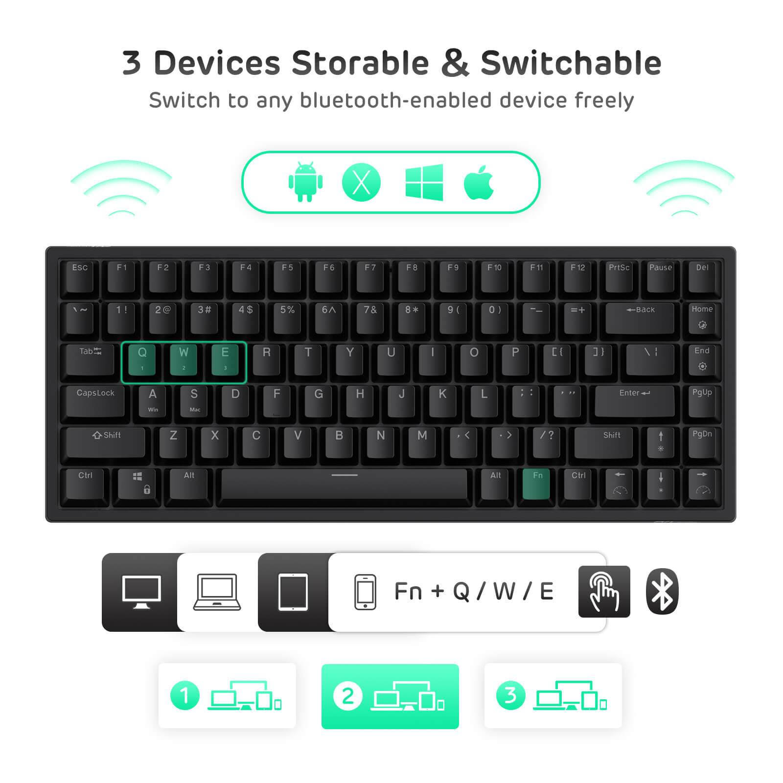 Royal Kludge RK84 84 Keys Wireless 75% Mechanical Gaming Keyboard
