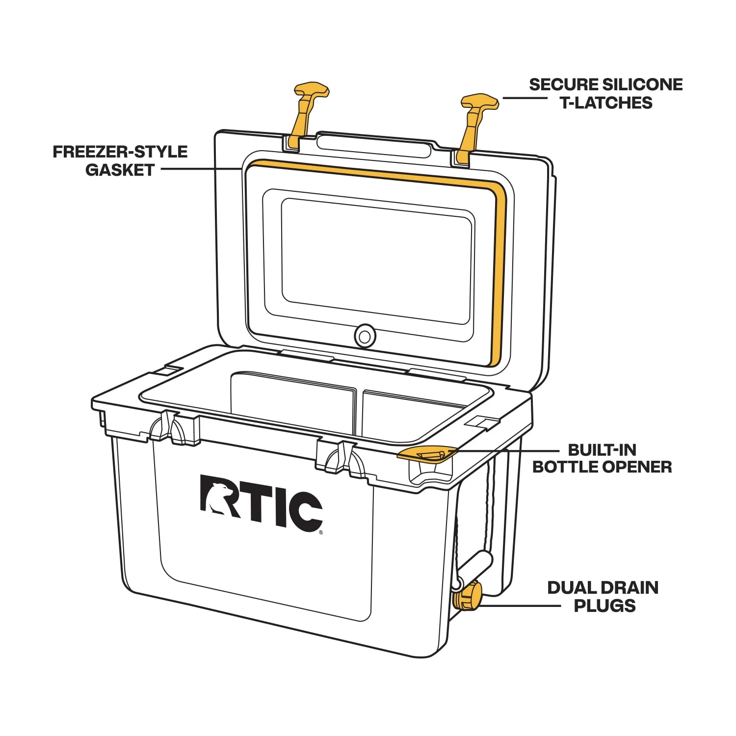 RTIC 52 QT Ultra-Light Hard-Sided Ice Chest Cooler, Dark Grey And Cool Grey, Fits 76 Cans