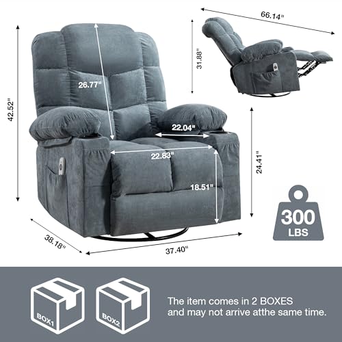Recliner Chair Electric Recliner Chairs Home Theater Seating with Lumbar Support Glider Recliner Nursery Chair with Cup Holders Fabric Massage Chair