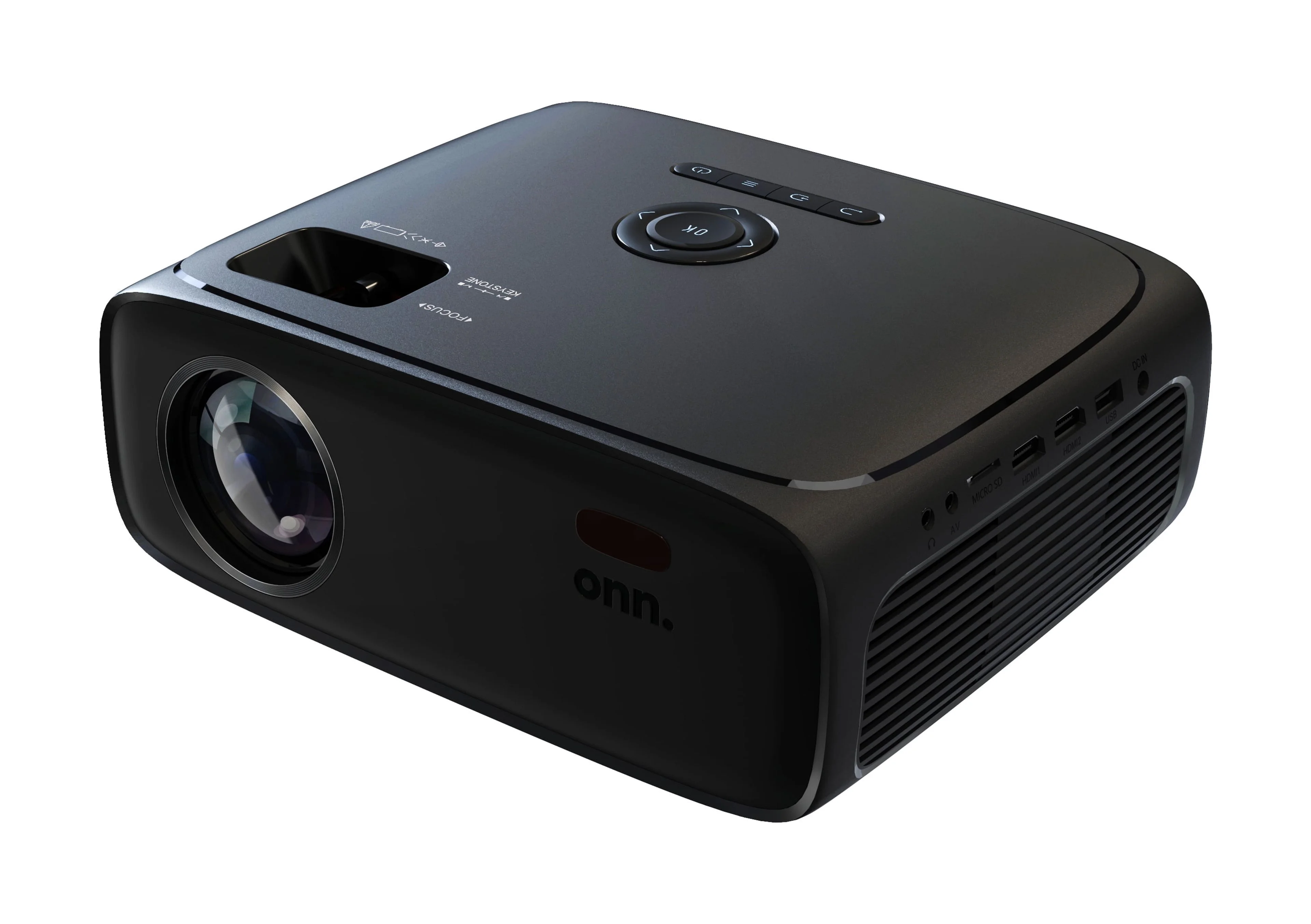 onn. 720P HD LCD Home Theater Projector with 6' HDMI Cable, Black, 100096801