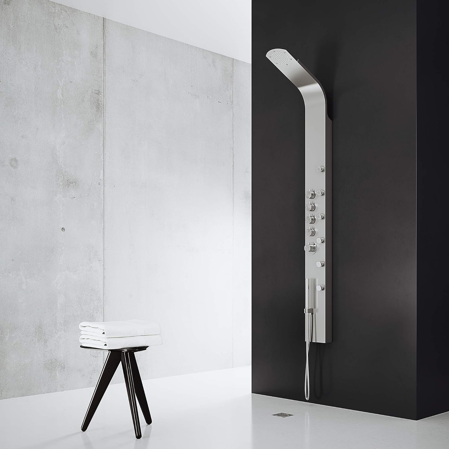 VIGO VG08005 Brielle 2.75" -6.38" W -70.5" H Shower Massage Panel 6 -Jet High Pressure Shower System with Thermostatic, Volume