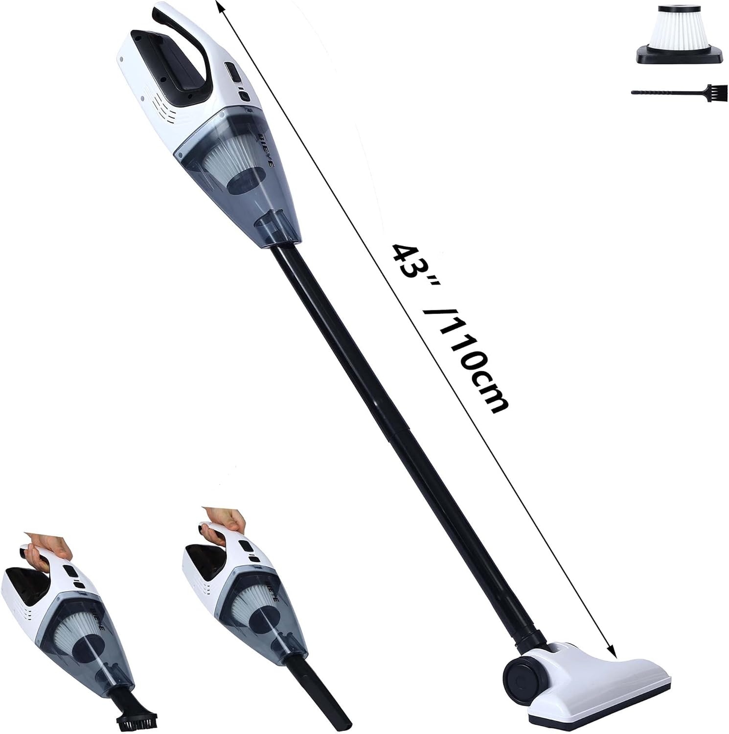 Bieye Cordless Stick Vacuum Cleaner Lightweight Handheld Vacuum with Floor Brush for Household Car Cleaning